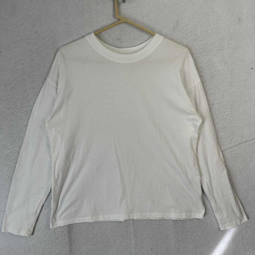 A New Day Womens Long Sleeve T Shirt Medium Top 100% Cotton Stretch Crew Neck